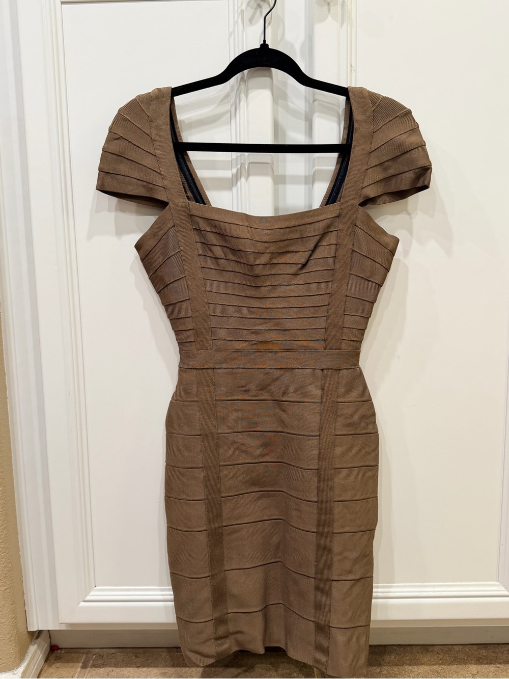 Herve Leger Taupe Brown Bandage Mini Dress